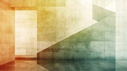 Abstract Geometric Concrete Architecture Interior Design, Modern Minimalist Style