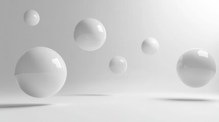 Floating white spheres against a minimalist background. Clean, modern aesthetic.