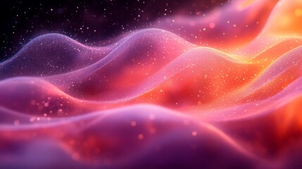 Obraz premium Abstract Glittering Waves of Pink and Orange Hues