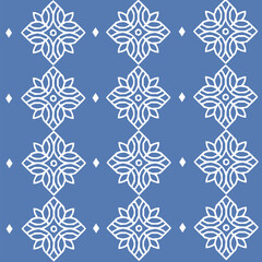 decorative floral ornament backdrop baroque style, porcelain pottery, cute blue and white ceramic background for design texture, tile, silk and fabric, vintage damask pattern seamless wallpaper vector