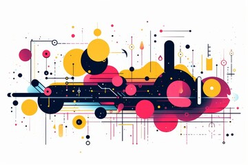 Abstract Geometric Composition with Vibrant Colors and Dynamic Lines