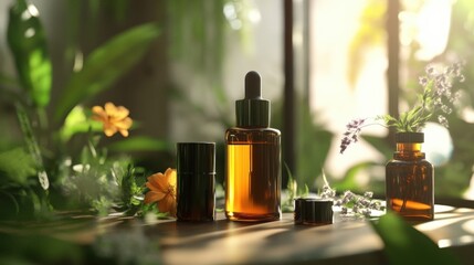 Fototapeta premium Blank skincare oil product mockup