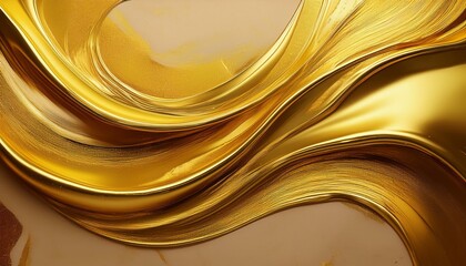 elegant gold paint flow abstract art smooth textures minimalist design close up view visual...