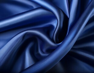 Obraz premium luxurious navy blue silk fabric with elegant folds and creases creating a sensual and smooth texture close up view showcases the material s sheen and fluidity