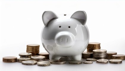 white piggy bank isolated on white background