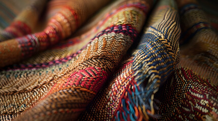 Fototapeta premium Intricate Artistry in Handwoven Textiles: A Celebration of Weaving Tradition and Craftsmanship