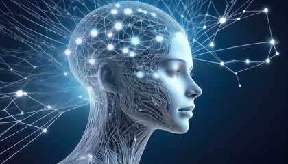 Obraz premium digital mind abstract neural network head