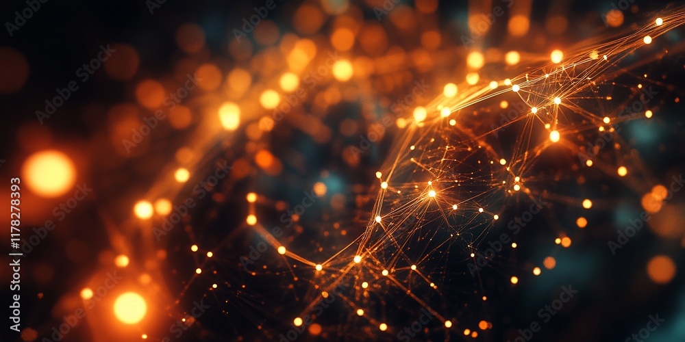 Poster abstract glowing network connections.