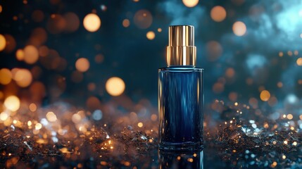 Cosmetic bottle mockup with sparkling