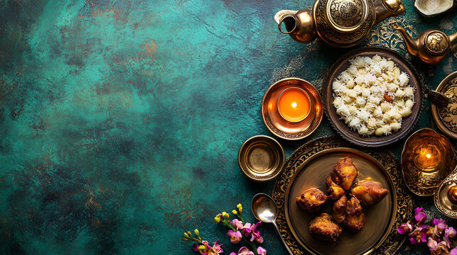 Elegant online Iftar invitation template design with rich colors and Islamic patterns, perfect for Ramadan gatherings