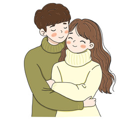 International Hug Day vector illustration on white background.Hug of love and affection	
