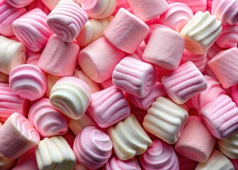 Aerial Close-Up Pink White Marshmallows Sweet Treats Candy Food Photography