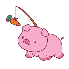 Cute, adorable pig animal character illustration