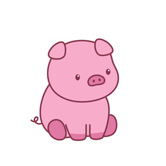 Cute, adorable pig animal character illustration