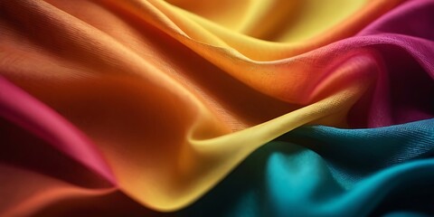 Obraz premium Muticolor Silk Background with Satin, Wavy Abstract, Copy Space