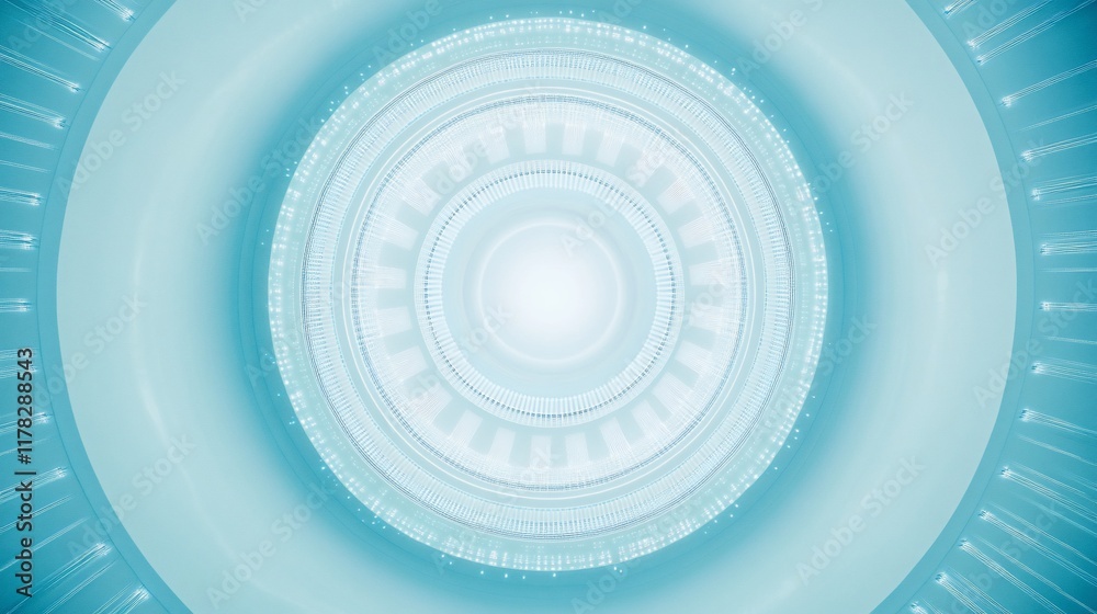 Aufkleber abstract blue circular tech background with concentric rings and glowing center.