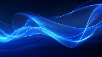Obraz premium Attract Blue Line Movement, Abstract Wave Line, Light Technology Background, Copy Space 