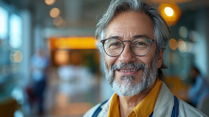 Smiling caregiver assisting elderly man with modern technology, enjoying quality time together