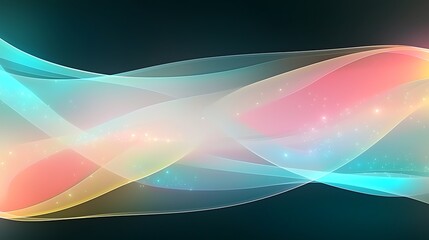 Abstract pastel wave background with glowing particles.