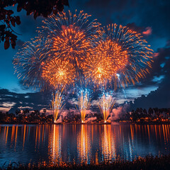 a spectacular fireworks display embroidering the night sky