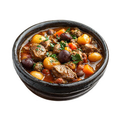 Lamb Tagine Stew with Potatoes and Carrots Isolated on Transparent Background