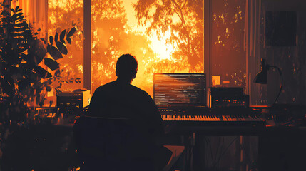 Lo-Fi music picture The background that goes well with the lo-fi music genre Generative AI