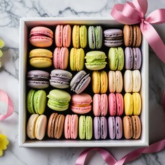 Colorful Macarons in Elegant Arrangement