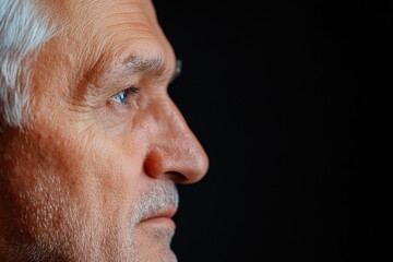 Fototapeta premium A Close-Up Profile of a Thoughtful Mature Man