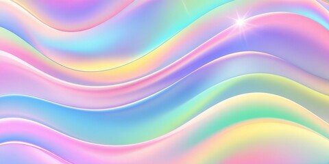 Abstract colorful background with soft, wavy patterns flowing horizontally. Vibrant pastel colors, including pink, blue, purple, green, and yellow, blend smoothly with a gradient effect.