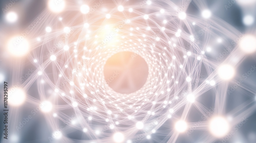 Poster abstract glowing network tunnel.