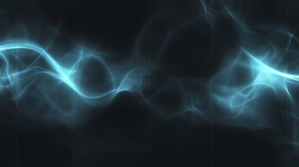 Naklejka premium Abstract teal glowing energy waves on dark background.