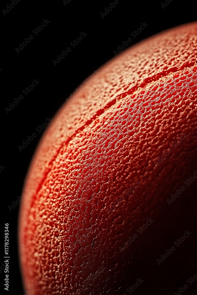 Poster Close-up of a red textured sphere with a seam.