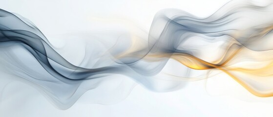 Soft silver and gold smoke on white background creating a cloud wave texture