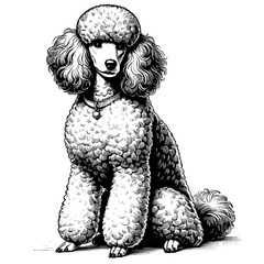 Hand drawn cute Poodle in full-body, vector sketch isolated on white background, SVG vector	