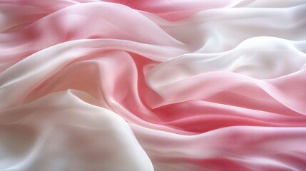 Fototapeta premium Soft Pink and White Silk Fabric Draped Beautifully