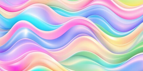 Abstract colorful background with soft, wavy patterns flowing horizontally. Vibrant pastel colors, including pink, blue, purple, green, and yellow, blend smoothly with a gradient effect.