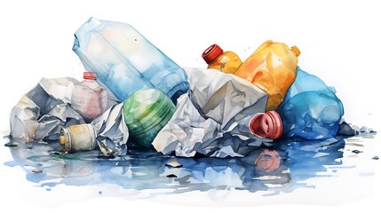 Plastic bottles and cans polluting the environment