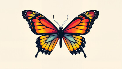 Obraz premium Detailed butterfly illustration in vibrant colors on soft background, artistic design, copy space