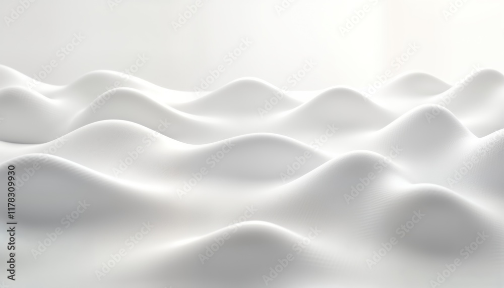 Aufkleber Abstract minimalist design with elegant white wave patterns. Smooth texture creates serene, tranquil background. Modern, stylish design concept perfect for various applications. Clean lines, simple