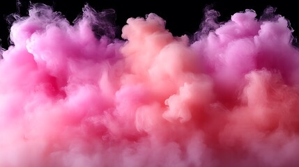 Fototapeta premium Pink and coral colored smoke swirls against a black background
