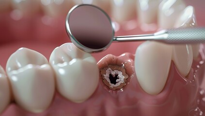 Examination of a tooth with caries