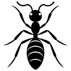 Cute  Line Art Ant Silhouette Black Vector Illustration