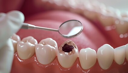 Examination of a tooth with caries