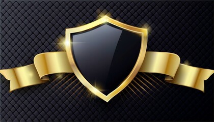 A sleek, gold-accented shield emblem on a textured black background, ideal for representing security, protection, or achievement.