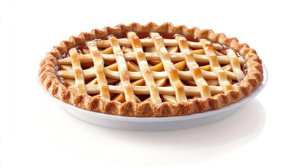 A delicious apple pie with a golden lattice crust.