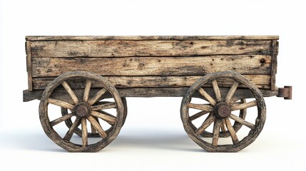 Fototapeta premium Rustic wooden cart on white background.