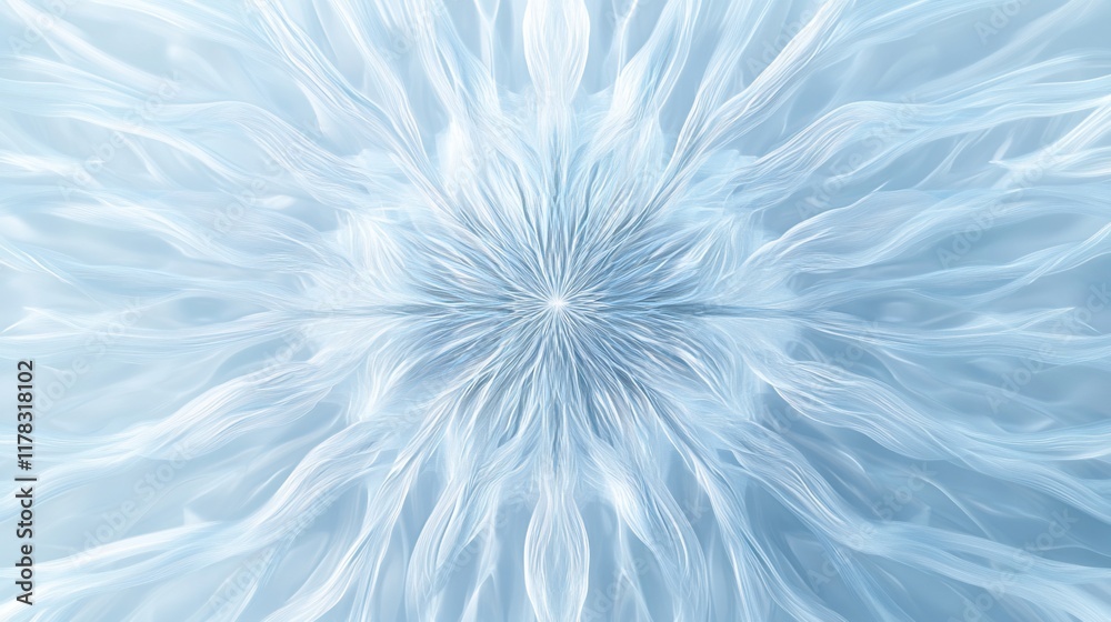 Aufkleber abstract light blue fractal art, symmetrical design with radiating lines and a central point.