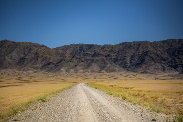 Highways and road signs in Xinjiang, China