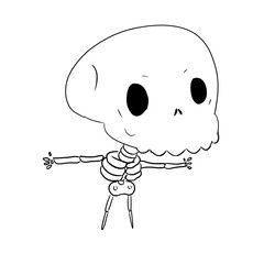 cute skeleton digital drawing illustration isolated