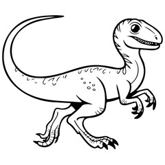 Cute Dinosaur Sketch Illustration. Velociraptor.